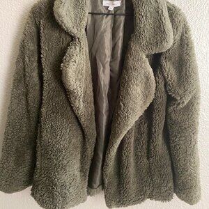 Women's Olive Teddy Coat